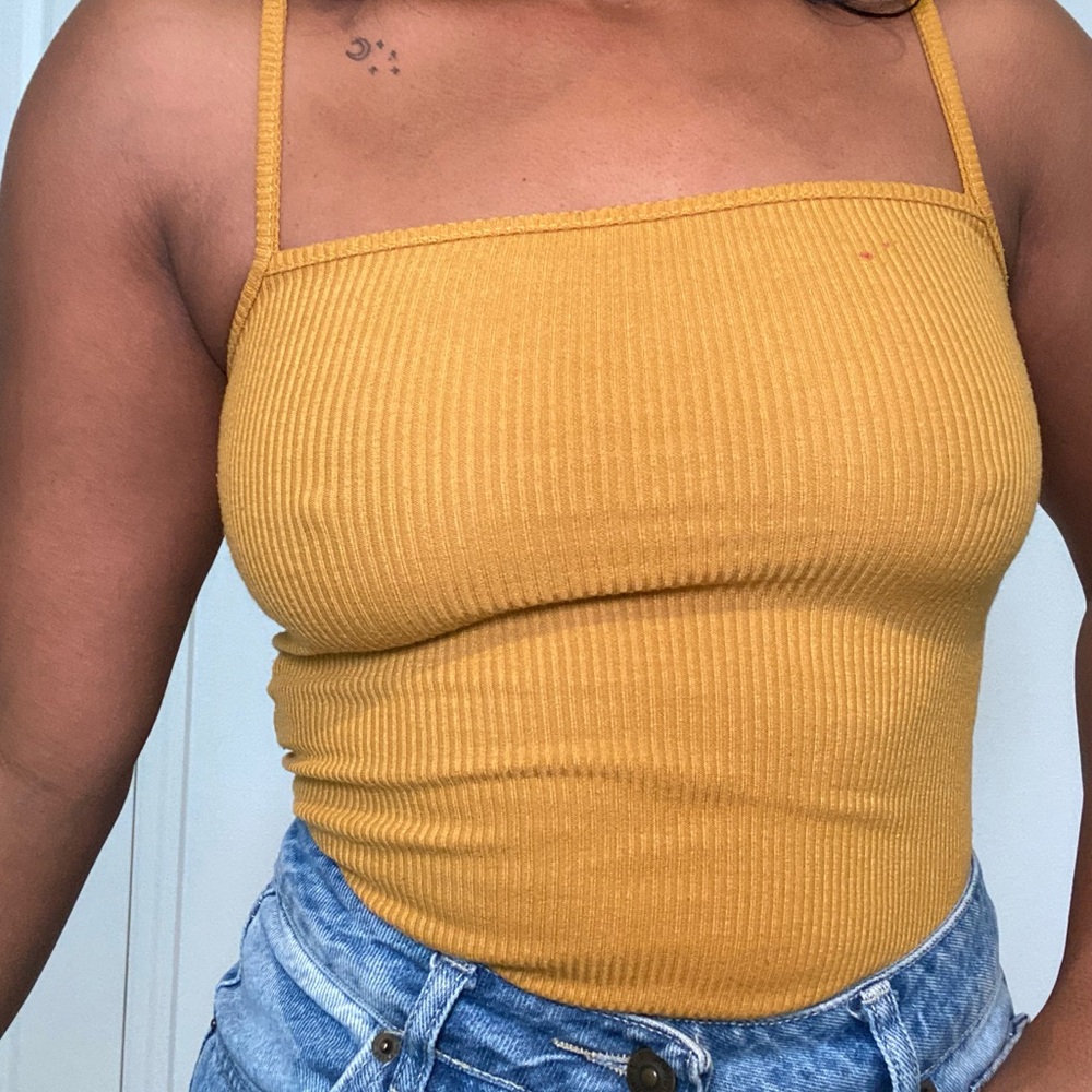 Mustard Ribbed Tank Too Bodysuit